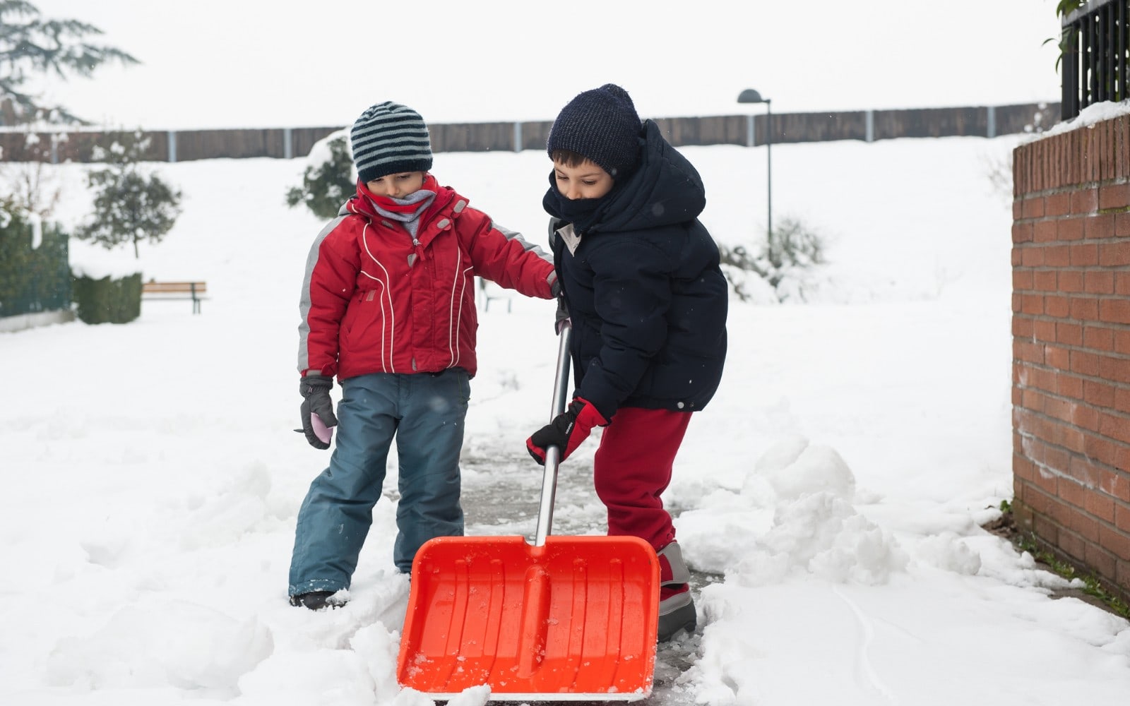 Kids Shoveling Snow