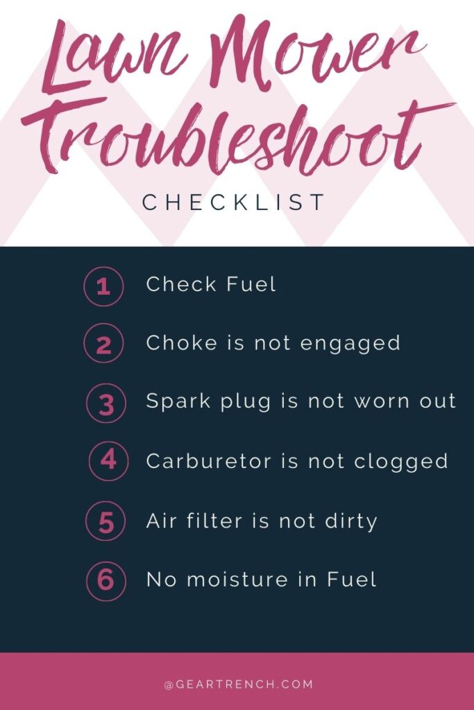 Lawnmower Troubleshoot Checklist